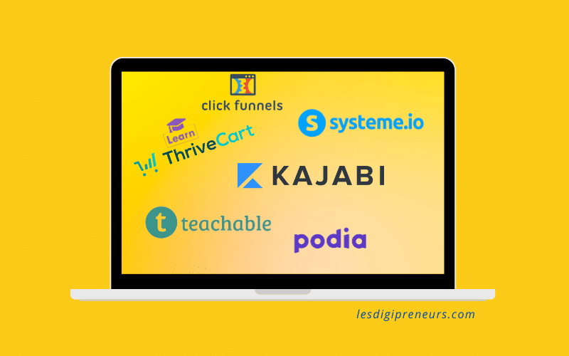 vendre produits numériques podia, systeme.io, thrivecart, teachable