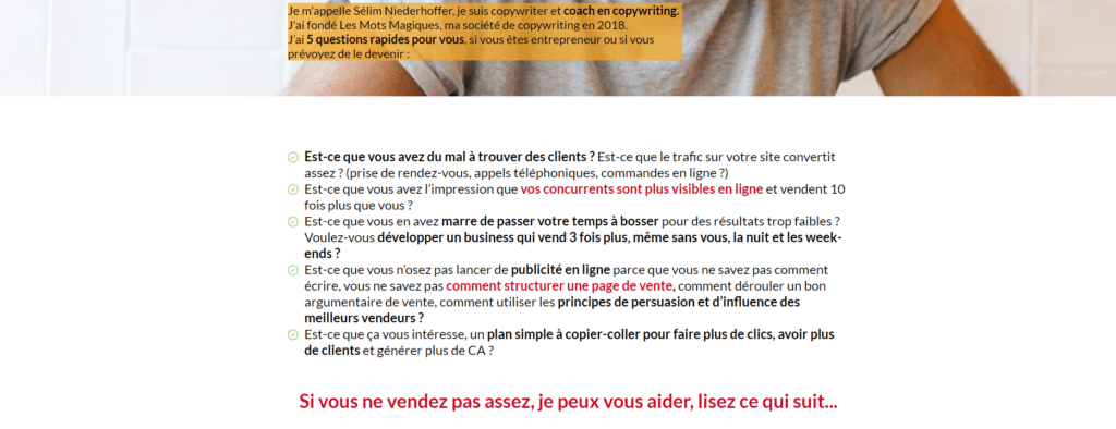 page de conversion - exemple de frustrations