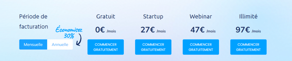 tarification tunnel de vente système.io