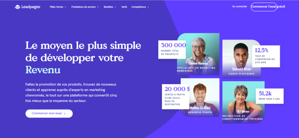 créer tunnel de vente avec Leadpages