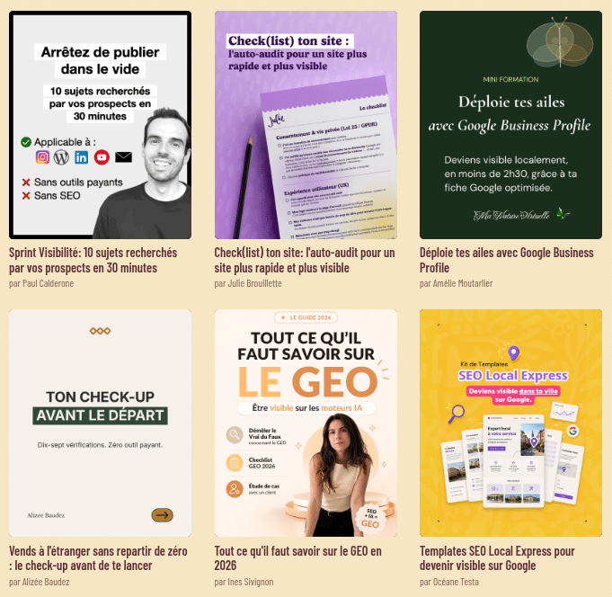 gros bundle Cabinet des Curiosités liste des produits digitaux
